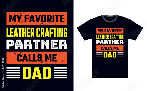 Leather Crafting T Shirt Design Template Vector