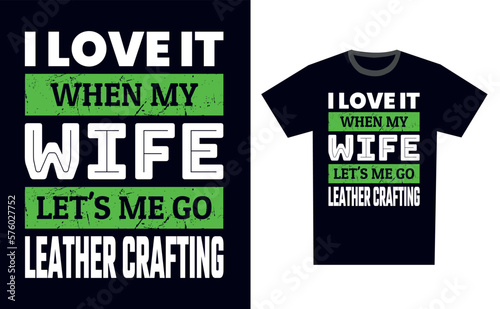 Leather Crafting T Shirt Design Template Vector