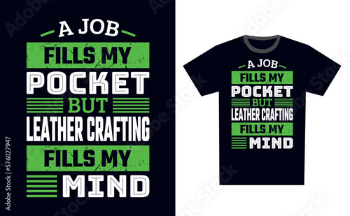 Leather Crafting T Shirt Design Template Vector