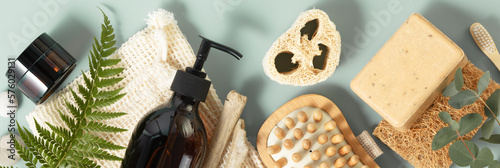 Natural skin care products. Zero waste, eco-friendly bathroom and spa accessories