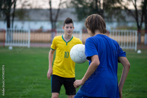 Two boys on the soccer field