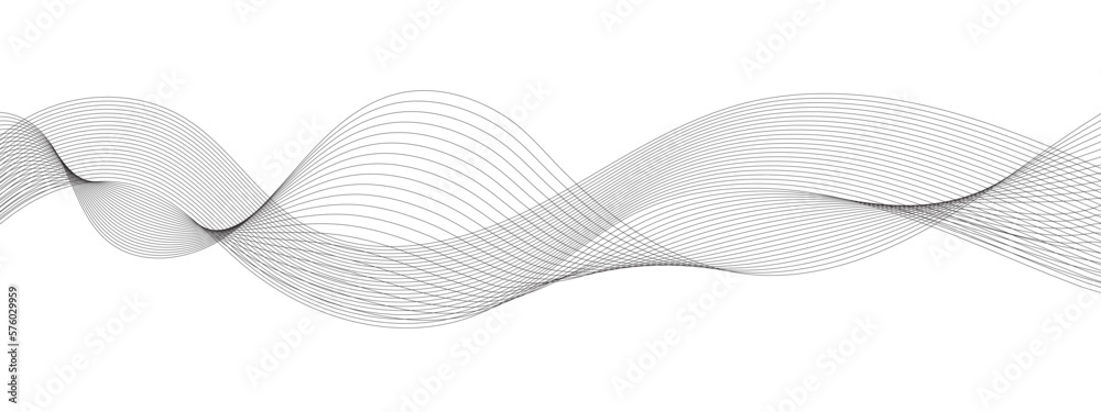 Abstract grey, white smooth element swoosh speed wave modern stream background. Abstract wave line for banner, template, wallpaper background with wave design. Vector illustration - obrazy, fototapety, plakaty 
