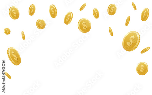 Gold coins fall from the sky. Explosion of coins on isolated transparent background. Easy Money. Vector illustration