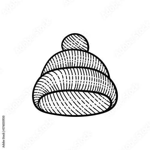 Knitted hat fashion cute line illustration design