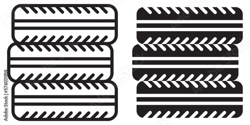 ofvs330 OutlineFilledVectorSign ofvs - tire vector icon . stack of tyres sign . isolated transparent . black outline and filled version . AI 10 / EPS 10 / PNG . g11670