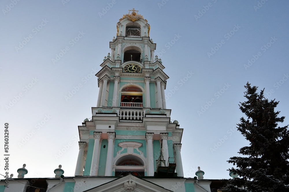 Architecture of Trinity Sergius Lavra, Sergiev Posad, Moscow region, Russia. Popular landmark.