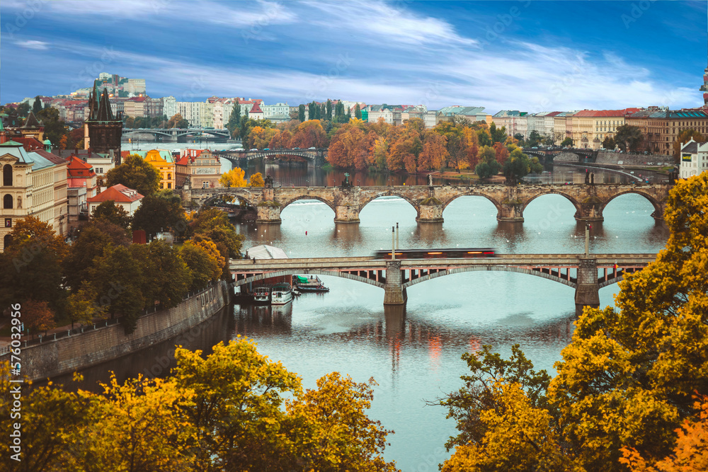 Beautiful Prague Landscape in Autumn and Beautiful Heaven, the best place to go on vacation travel