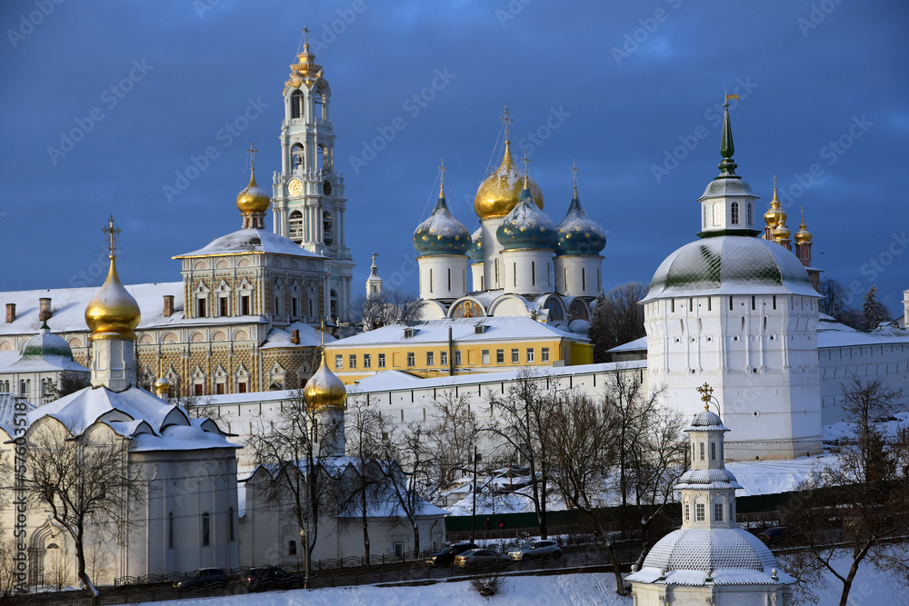 Architecture of Trinity Sergius Lavra, Sergiev Posad, Moscow region, Russia. Popular landmark.
