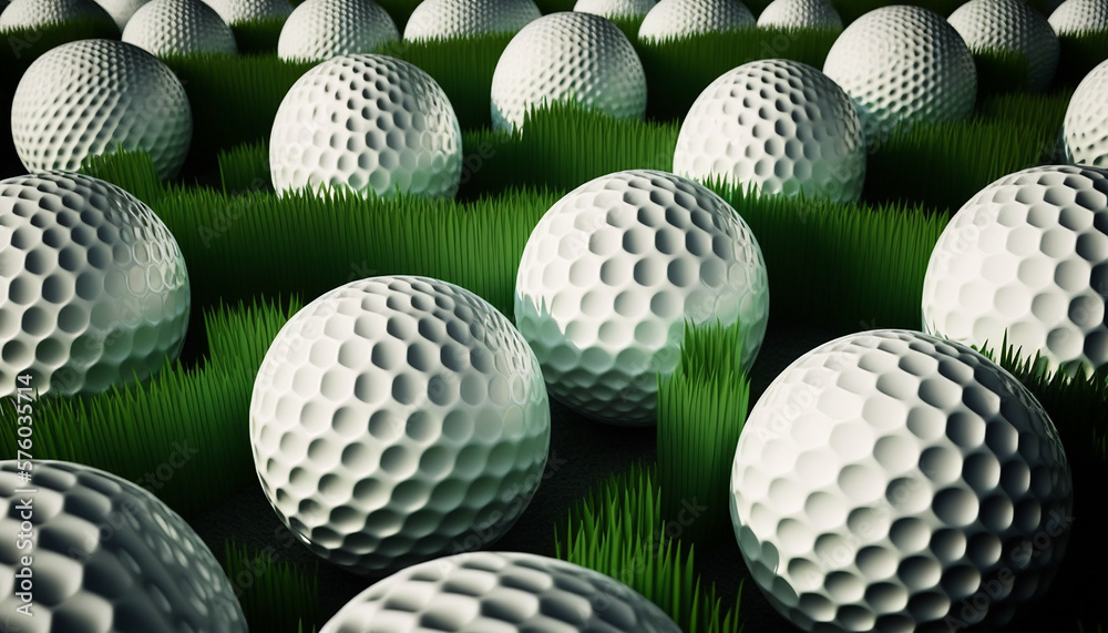 3D Render Golf Balls on The Grass Generative AI