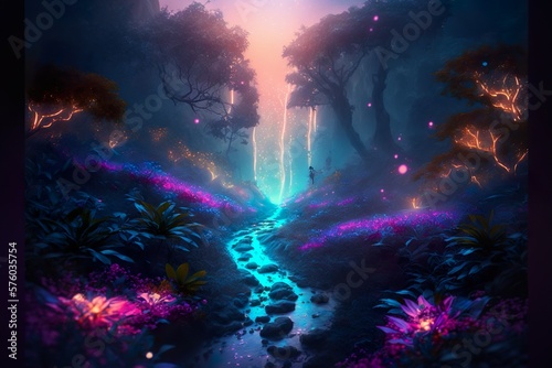 Violet Citadel  Majesty Amidst Crystal Forest s Beauty AI Generated