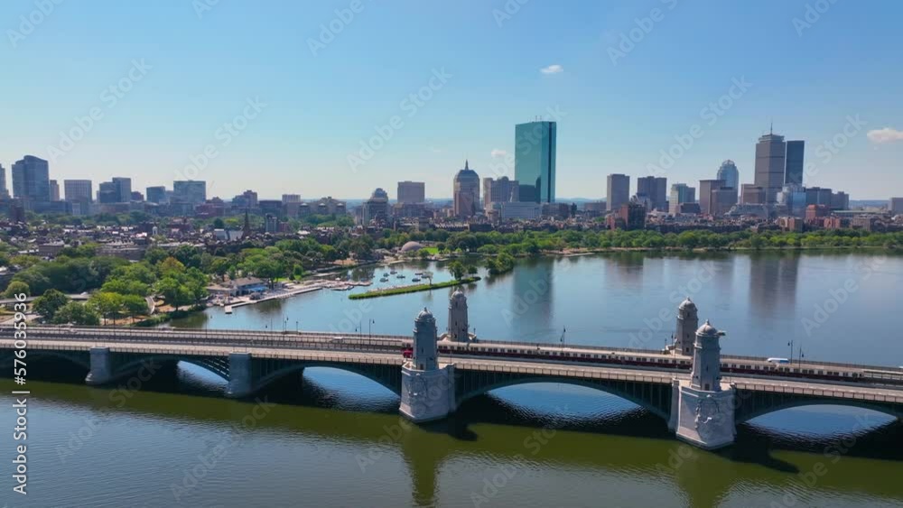 Longfellow Bridge aerial view that connects city of Cambridge and Boston over Charles River with Back Bay skyline, Boston, Massachusetts MA, USA. Longfellow Bridge aerial view that connects city of Cambridge and Boston over Charles River with Back Bay skyline, Boston, Massachusetts MA, USA.