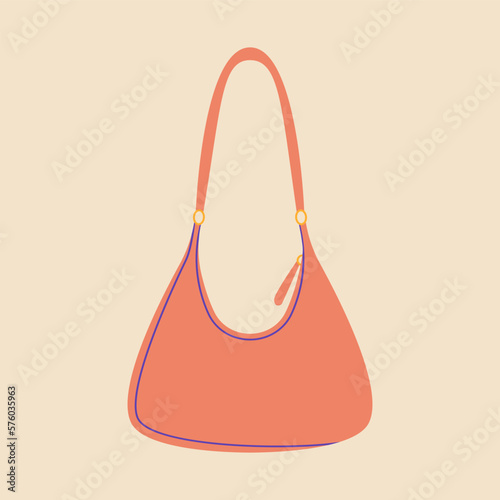 Stylish female purse. Cartoon woman elegant tote bag, fashionable casual handbag. Vector flat illustration