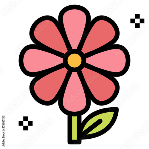 flowers filled outline icon style