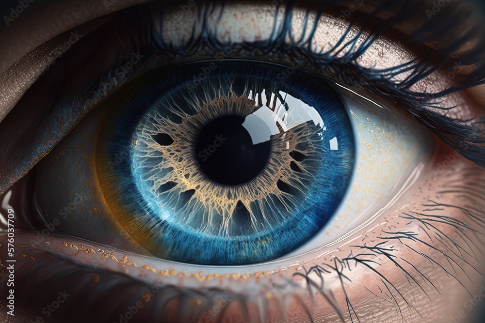 Beautiful human blue eye realistic. Wallpaper for phone, close-up