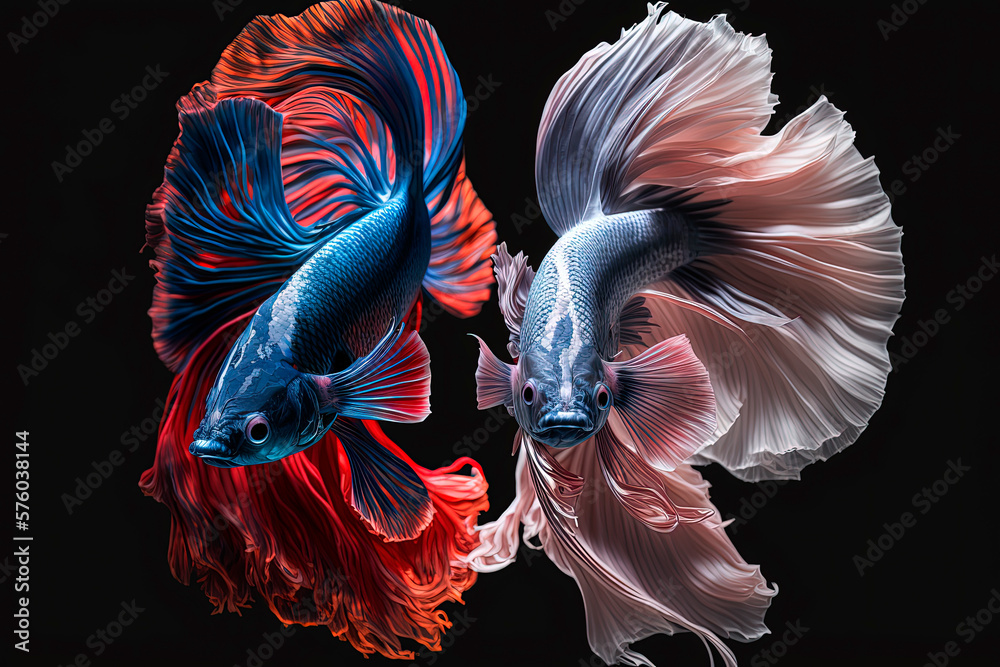 Two siam fighting fish. Generative AI Two siam fighting fish. Generative AI