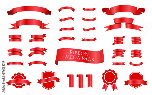 Isolated Ribbons Set Labels Mega Pack Sticker Collection