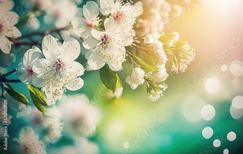 Beautiful blurred nature in spring. Fresh blossom in spring  Generative AI 