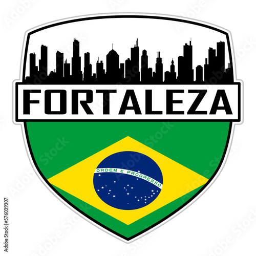 Fortaleza Brazil Flag Skyline Silhouette Fortaleza Brazil Lover Travel Souvenir Sticker Vector Illustration SVG EPS AI