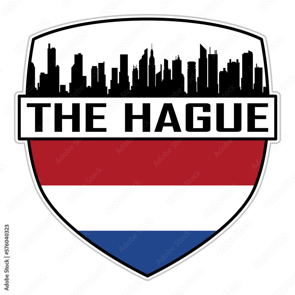 The Hague Netherlands Flag Skyline Silhouette The Hague Netherlands Lover Travel Souvenir Sticker Vector Illustration SVG EPS AI