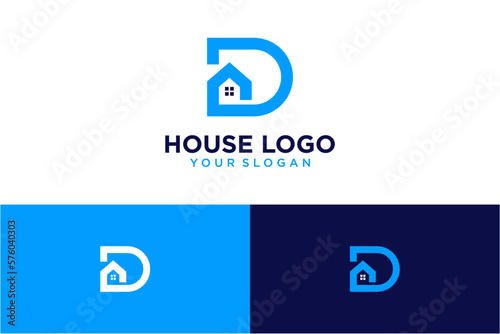 house logo design with letter d