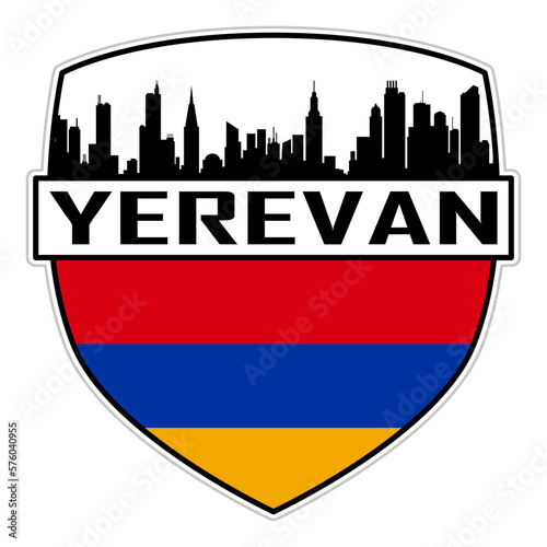 Yerevan Armenia Flag Skyline Silhouette Yerevan Armenia Lover Travel Souvenir Sticker Vector Illustration SVG EPS AI