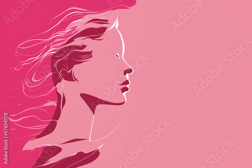 Minimalistic silhouette of woman face. Illustration for International Women s Day. AI generative.