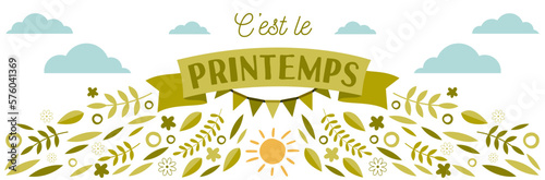 C'est le printemps ! Bannière illustrée autour de l'arrivée du printemps - Changement de saison