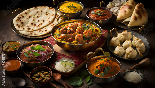 India on a Plate: A Beautifully Arranged Selection of Regional Dishes in High-Quality Food Photography