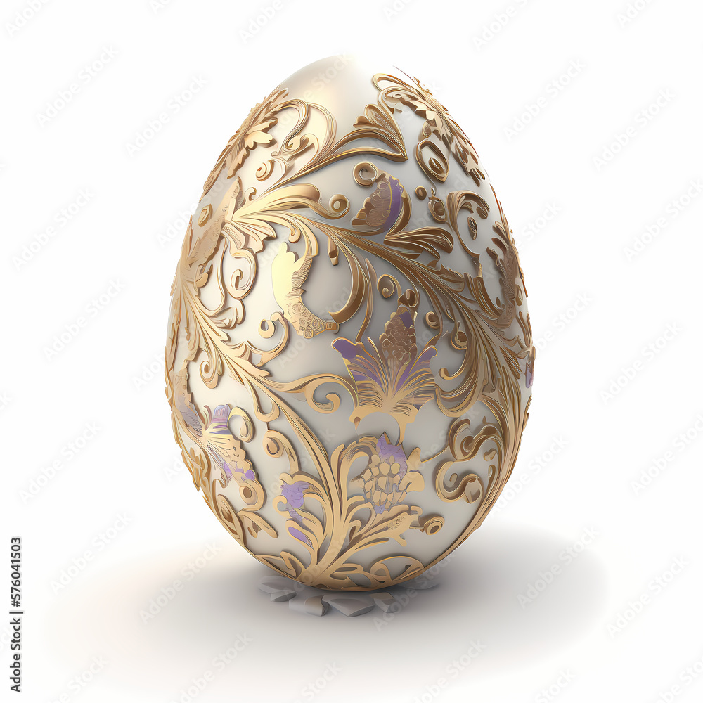 Easter egg isolated on white. Generative AI Easter egg isolated on white. Generative AI