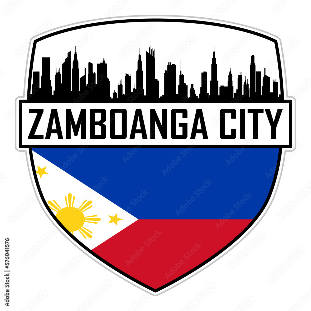 Zamboanga City Philippines Flag Skyline Silhouette Zamboanga City