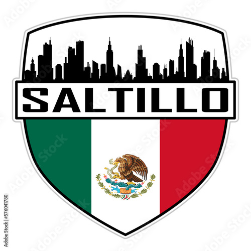Saltillo Mexico Flag Skyline Silhouette Saltillo Mexico Lover Travel Souvenir Sticker Vector Illustration SVG EPS AI photo