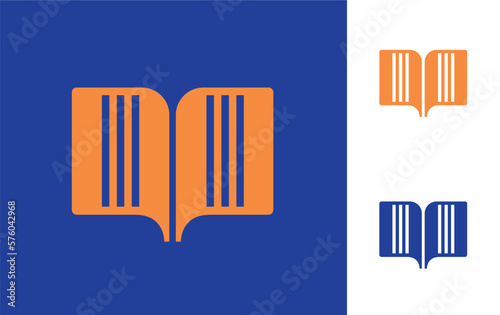Symbol with book concept with lettering in orange and blue colors