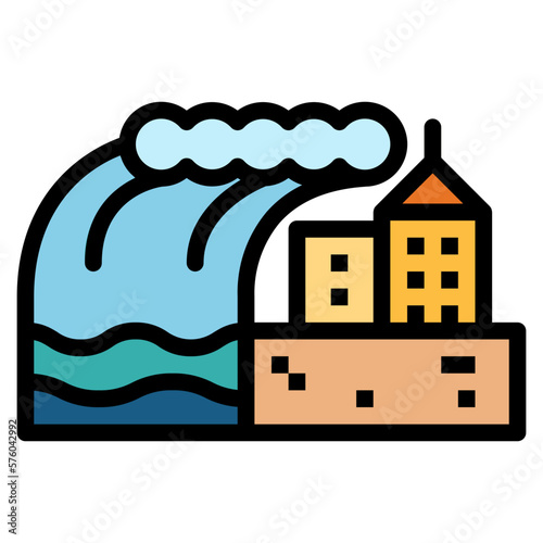 tsunami filled outline icon style