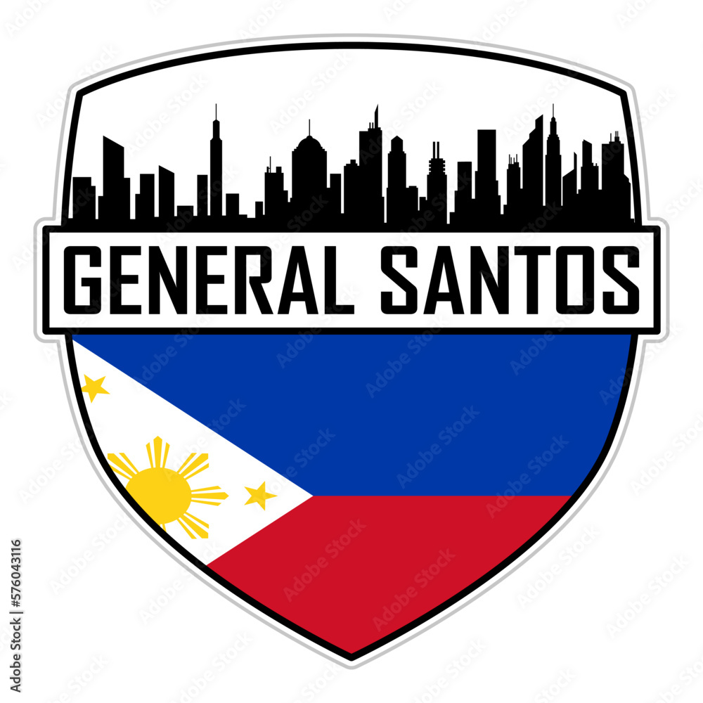 General Santos Philippines Flag Skyline Silhouette General Santos Philippines Lover Travel Souvenir Sticker Vector Illustration SVG EPS AI