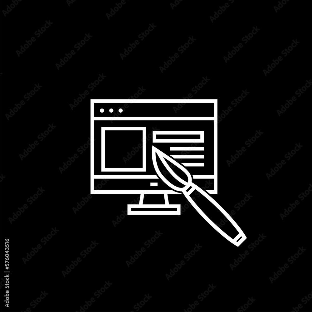 Web settings line icon isolated on black background. Web settings line icon isolated on black background.