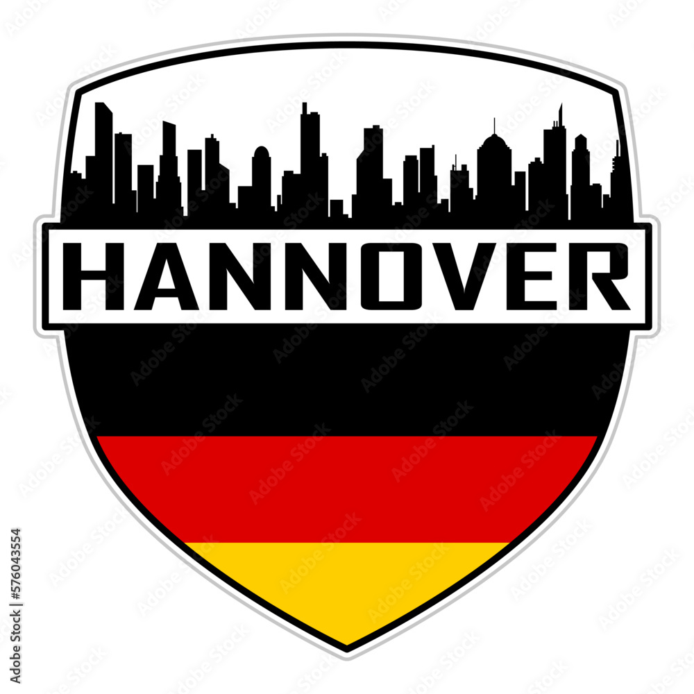 Hannover Germany Flag Skyline Silhouette Hannover Germany Lover Travel Souvenir Sticker Vector Illustration SVG EPS AI