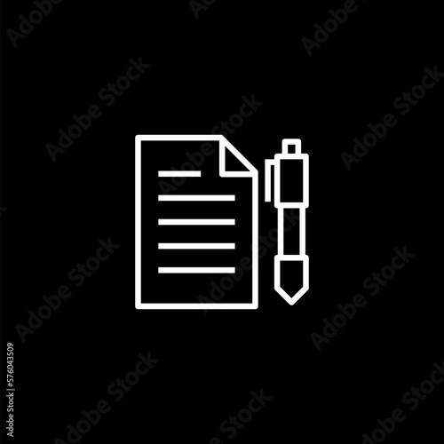 Outline modern writing architect icon for web design isolated on isolated on black background. 