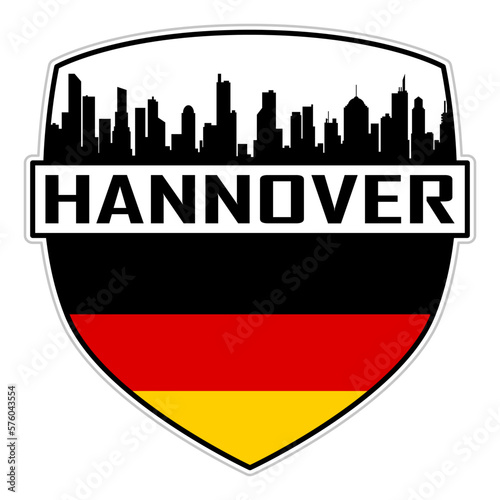 Hannover Germany Flag Skyline Silhouette Hannover Germany Lover Travel Souvenir Sticker Vector Illustration SVG EPS AI