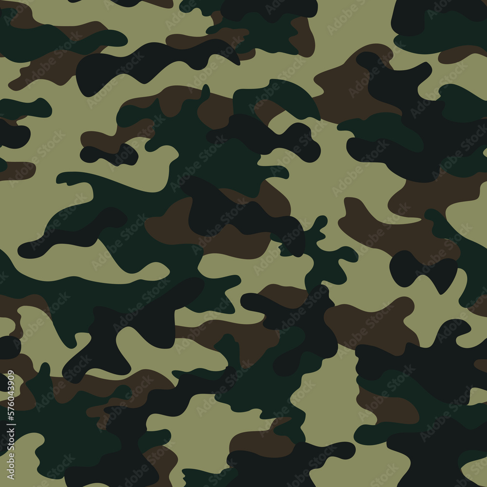 Fototapeta premium Green army camouflage seamless pattern, modern classic background, disguise texture. forest pattern
