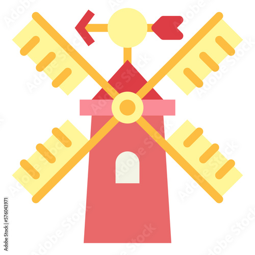 windmills flat icon style