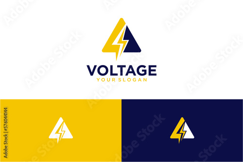 voltage logo design with letter a and energy