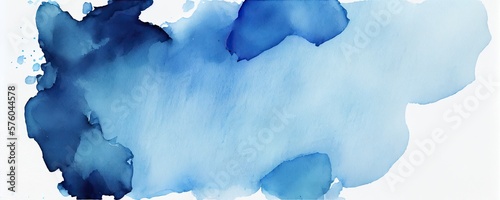 Blue abstract watercolor on a white background, generative AI