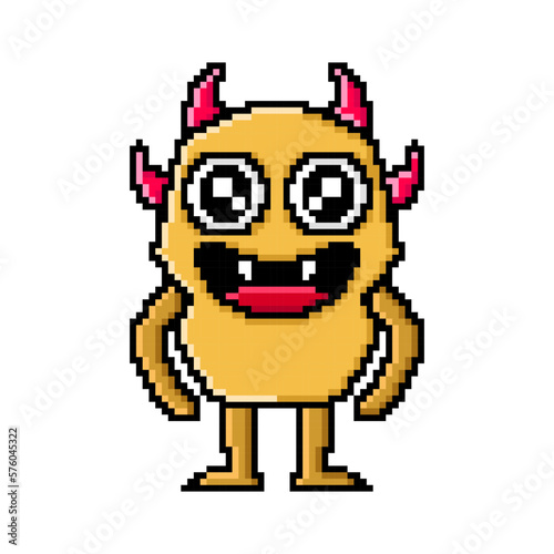 Pixel art cute vector monsters design mascot kawaii