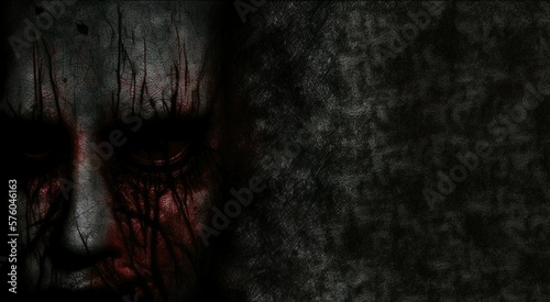 Background with scary face on the wall, horror texture for background Generative AI © INFINITO