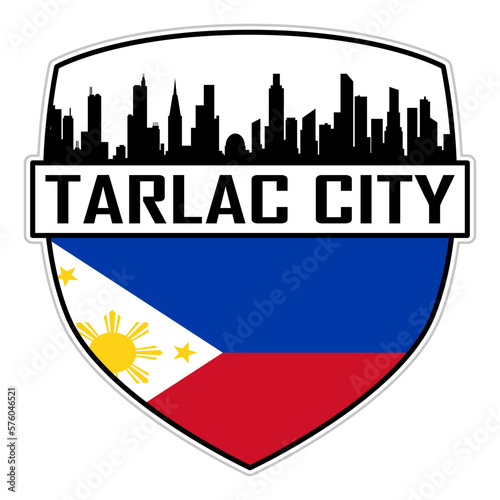 Tarlac City Philippines Flag Skyline Silhouette Tarlac City Philippines Lover Travel Souvenir Sticker Vector Illustration SVG EPS AI