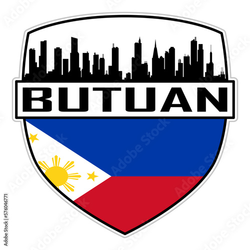 Butuan Philippines Flag Skyline Silhouette Butuan Philippines Lover Travel Souvenir Sticker Vector Illustration SVG EPS AI