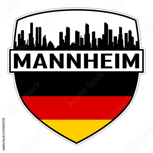 Mannheim Germany Flag Skyline Silhouette Mannheim Germany Lover Travel Souvenir Sticker Vector Illustration SVG EPS AI