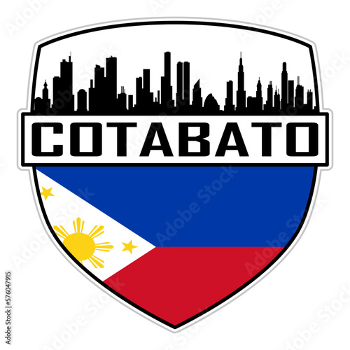 Cotabato Philippines Flag Skyline Silhouette Cotabato Philippines Lover Travel Souvenir Sticker Vector Illustration SVG EPS AI
