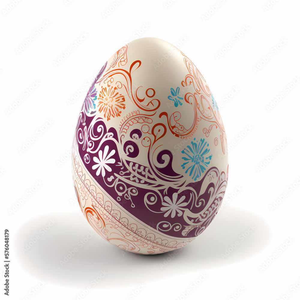 Easter egg isolated on white. Generative AI Easter egg isolated on white. Generative AI
