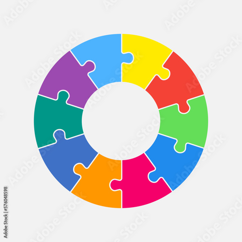 Diagram infographic for 10 steps, circle puzzle